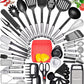 Kitchen Utensils Set - Nylon & Stainless Steel Cooking Utensils Set - Non-Stick Kitchen Utensils with Spatula - 44 Pc Set