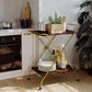 Bar Cart with Wine Rack, 2 Tier Kitchen Cart on Wheels Industrial Coffee Cart, Liquor Cart with Glass Holders for Kitchen Living Room, Brown/Brass