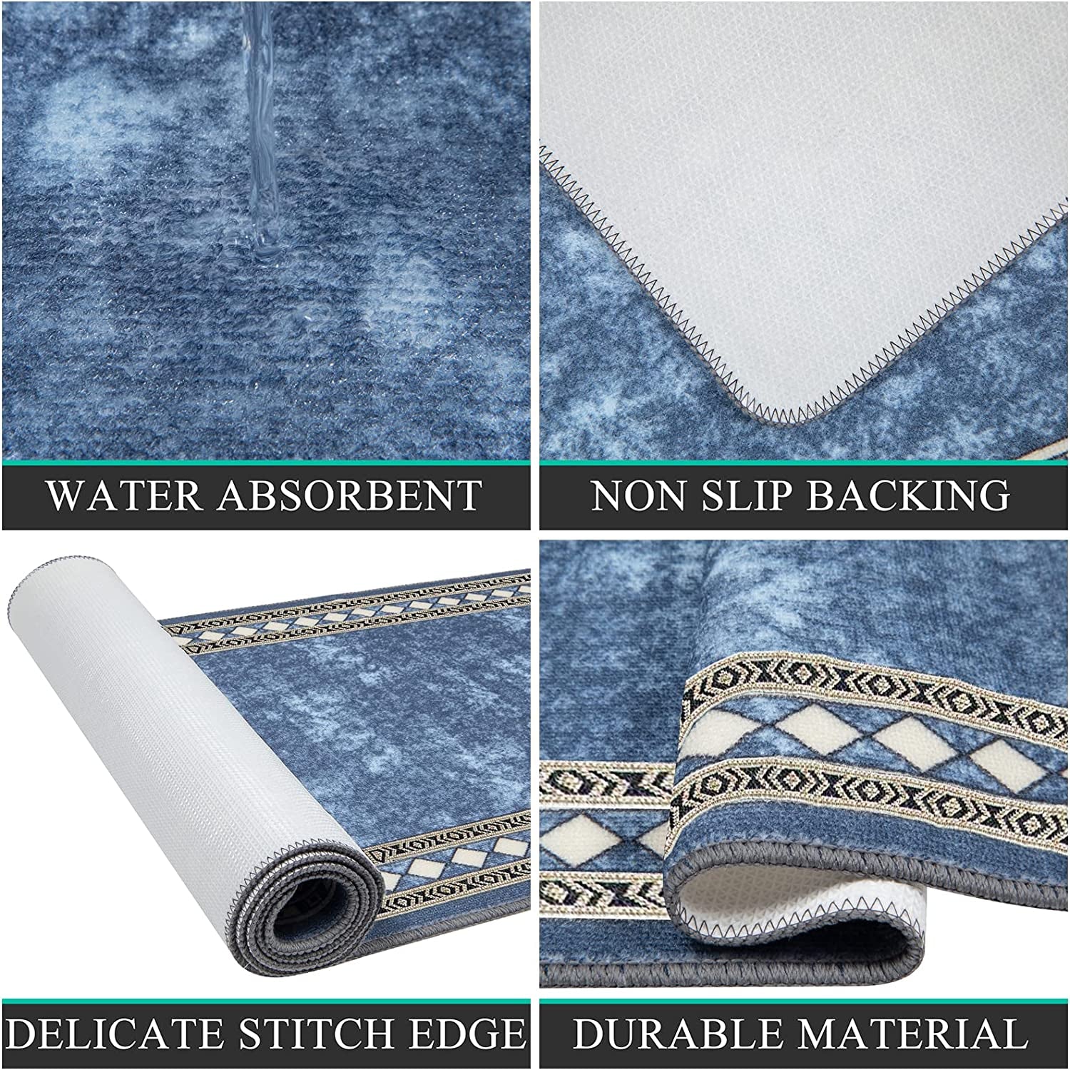 Runner Rug for Hallway 2'X6' Non Slip Kitchen Runner Rug Laundry Rugs and Mats Washable Runner Rugs for Kitchen Floor Farmhouse Laundry Room Rug Runner Entryway Area Rugs Indoor