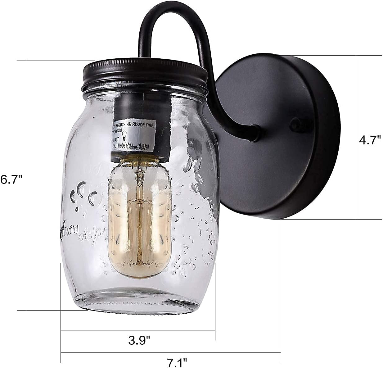 Mason Jar Light Fixture Retro Wall Sconce Farmhouse Hallway Lighting Bathroom Vanity Light (2 Packs)