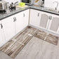 Kitchen Rug Set, Kitchen Floor Mats 2 Piece PVC Leather anti Fatigue Comfort Heavy Duty Standing Mat Waterproof Oil Proof Non-Skid Rubber Back Washable Doormat Bathroom Area Rug Carpet