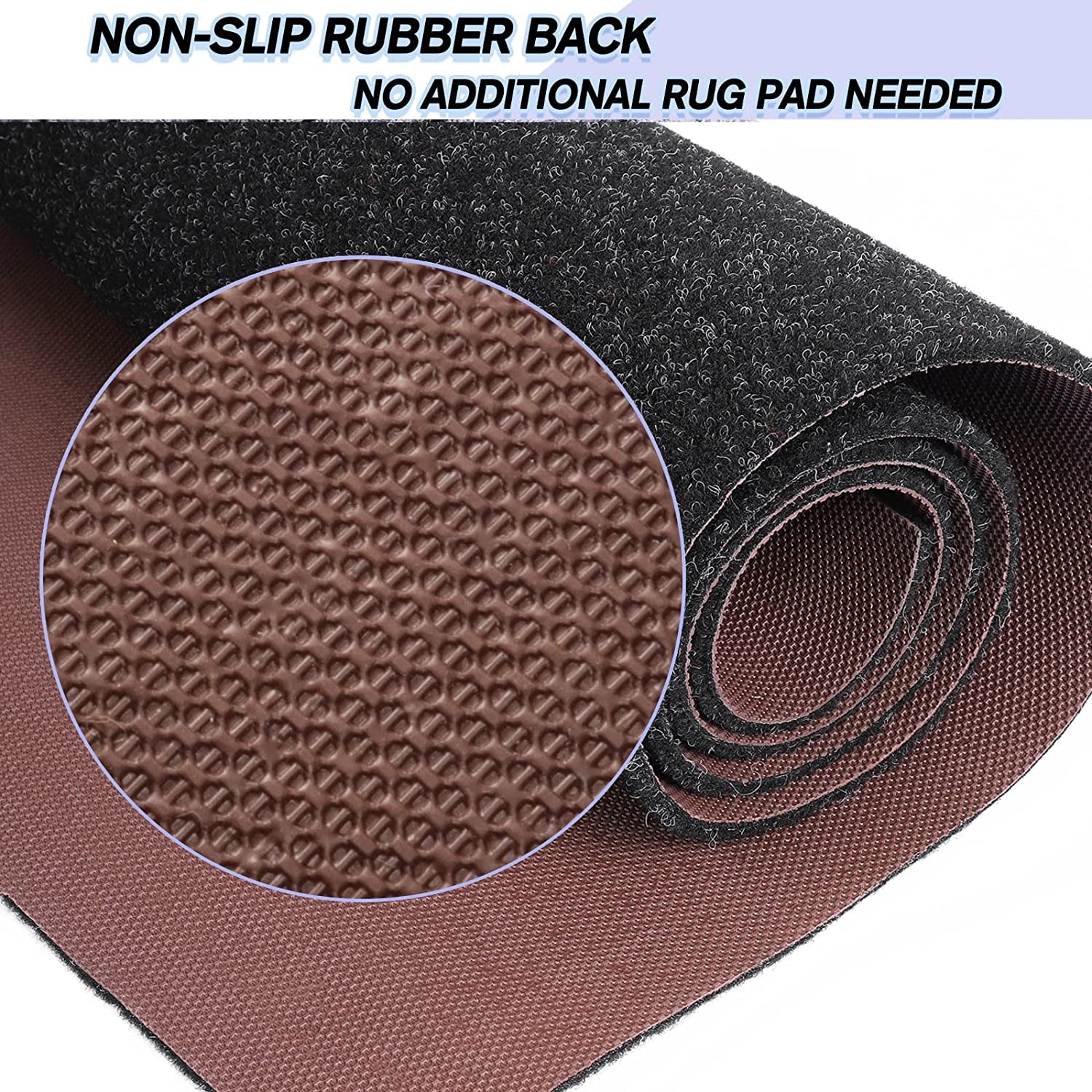 Custom Size Backed Non-Slip Area Rugs Runner, Easy Clean, Waterproof Runner Rugs for Hallway Entryway, Kitchen, Laundry, 2FT X 6FT, Black