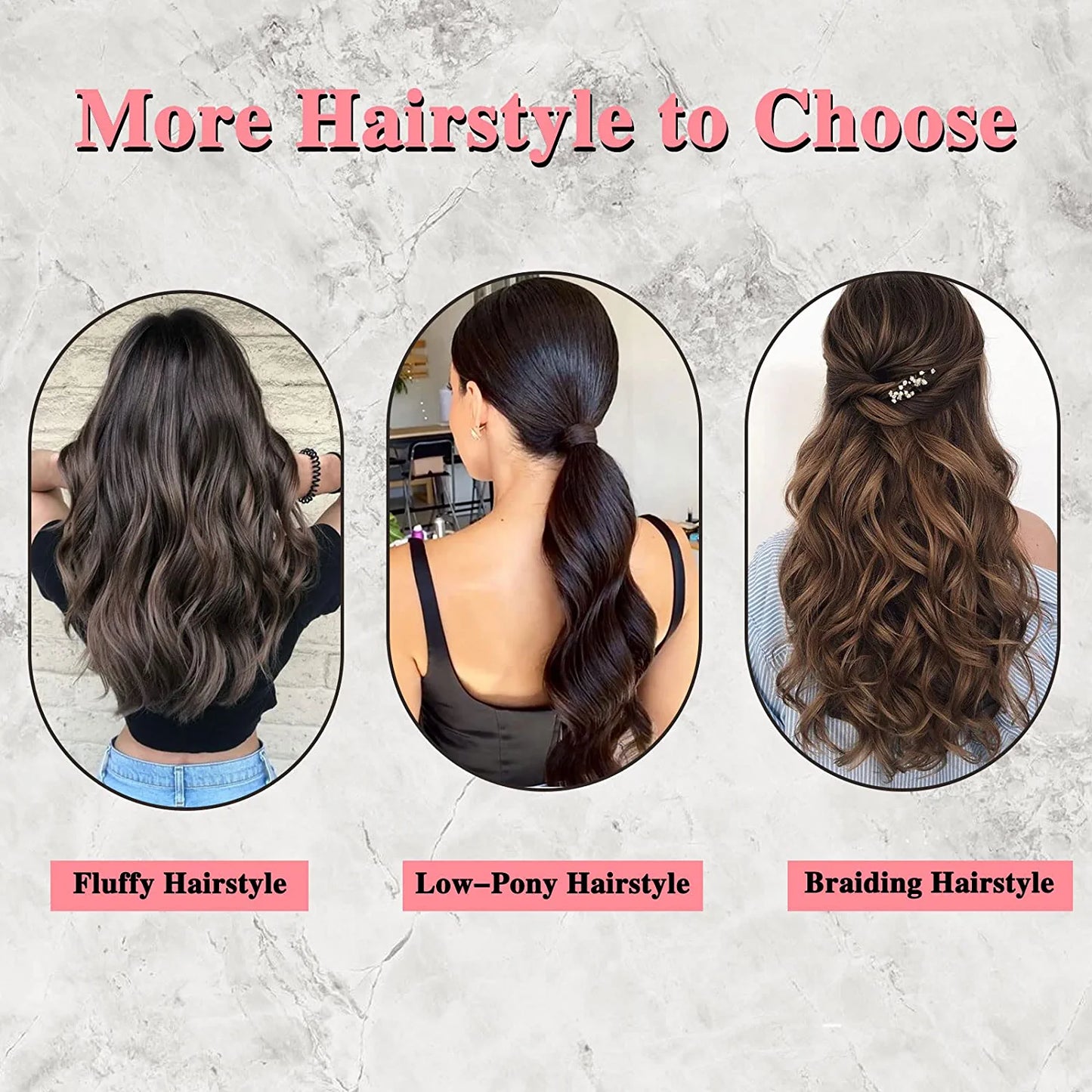 Invisible Wire Hair Extensions Long 20 Inches Wavy Hair Extensions with Adjustable Size Invisible Wire Hairpieces for Women (6A)