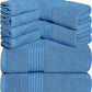 8-Piece Luxury Towel Set, 2 Bath Towels, 2 Hand Towels, and 4 Wash Cloths, 600 GSM 100% Ring Spun Cotton Highly Absorbent Towels for Bathroom, Sports, and Hotel (Electric Blue)