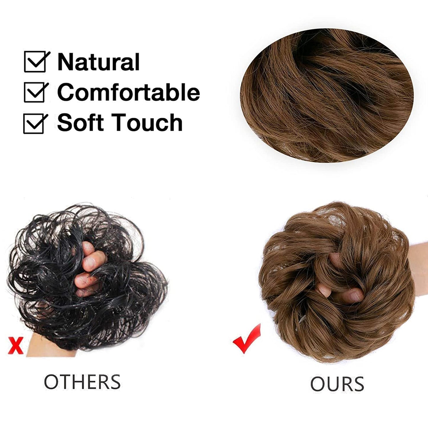 1PCS Messy Hair Bun Hair Scrunchies Extension Curly Wavy Messy Synthetic Chignon for Women Updo Hairpiece
