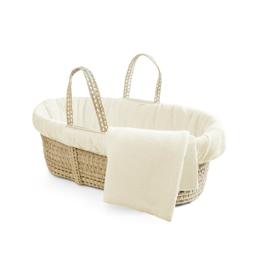 Tadpoles Muslin Cotton Gauze Baby Moses Basket Bedding Set, 3 Piece, Sand, One Size