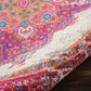 Passion Ivory/Fuchsia 4' X round Area Rug, Boho, Traditional, Easy Cleaning, Non Shedding, Bed Room, Living Room, Hallway, (4' Round)