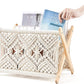 Macrame Magazine Rack Boho Magazine Holder Storage Standing Basket for Books, Newspapers, Swaddle Blanket, Living Room, Bathroom, Office, Nursery, Home Decor, Medium Size, 14’’L X 10’’W