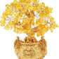 Feng Shui Citrine/Yellow Crytal Money Tree Bonsai with Chinese Decoration for Luck and Wealth