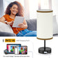 Bedside Lamp with 2 USB Ports,  3-Way Dimmable Touch Control Table Lamp for Bedroom, Nightstand Lamp with round White Fabric Shade for Living Room Home Office (E26 LED Bulb Included)