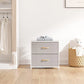 Dresser Nightstand, beside Table for Bedroom, Small Kids Bedroom Fabric Tall Dresser 2 Drawer Storage Tower Organizer Unit for Hallway Entryway Closets, Steel Frame Wood Top, Light Grey