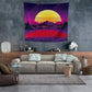Trippy Mountain and Sun Tapestry Hippie Sunset Tapestry Abstract Landscape Tapestry Wall Hanging for Bedroom Living Room Dorm Home Decor (51.9 X 59.8 Inches)