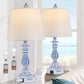 Coastal 3 Way Dimmable Touch Table Lamp for Bedrooms Set of 2 Farmhouse Bedside Lamp for Living Rooms Blue Washed Nightstand Lamp with 2 USB Charging Ports,2 Bulbs Included