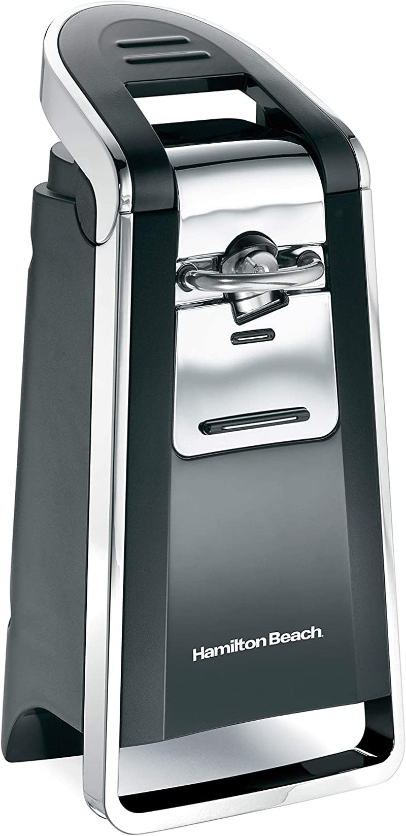 (76606ZA) Smooth Touch Electric Automatic Can Opener with Easy Push down Lever, Opens All Standard-Size and Pop-Top Cans, Extra Tall, Black and Chrome