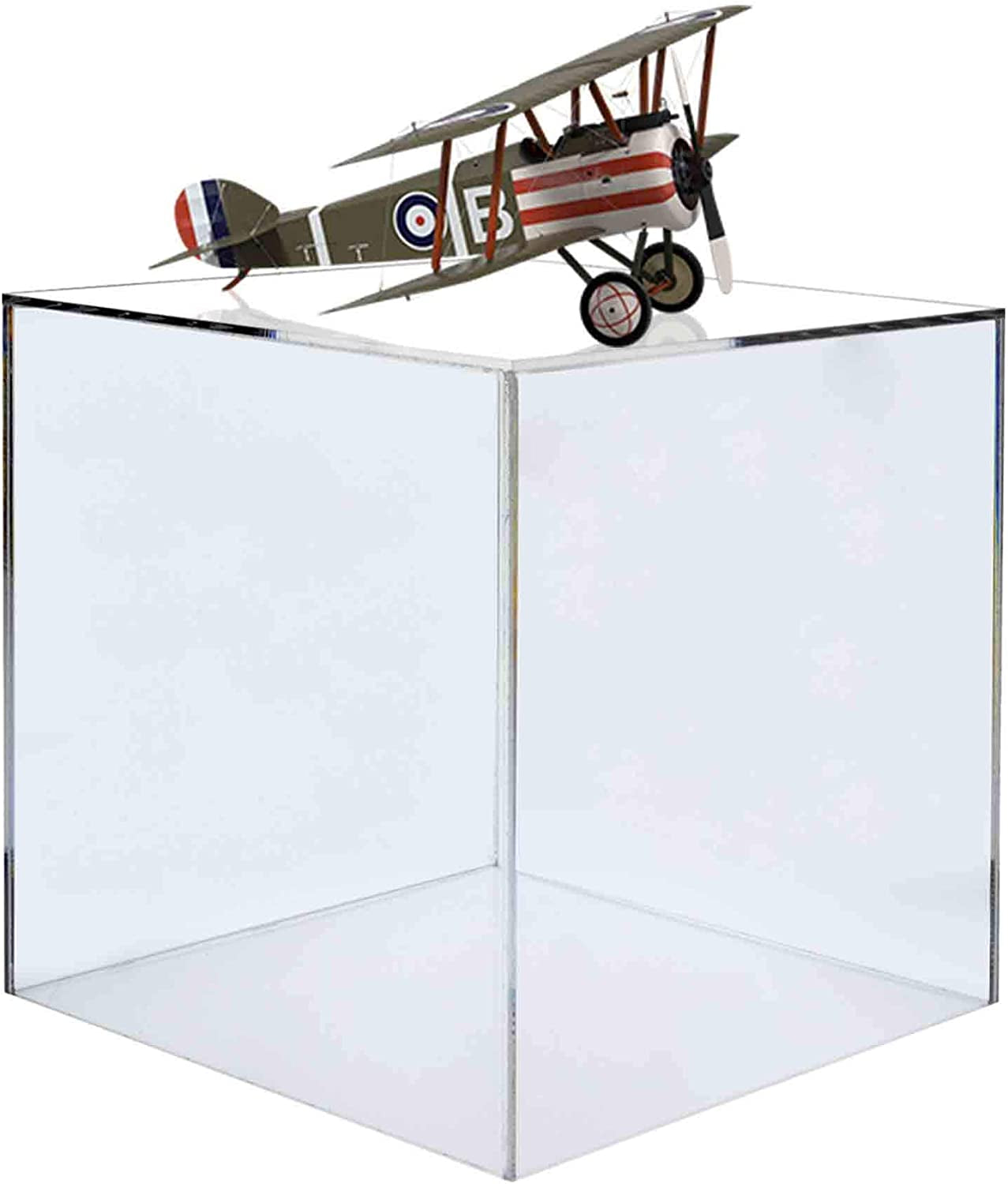 5 Sided Cube Display Box 5 Inch Square Hollow Flippable Bin One Open Side Clear Platform Display Art Pedestal Collectible Cover Showcase Stand Expo Event Wedding Reception by