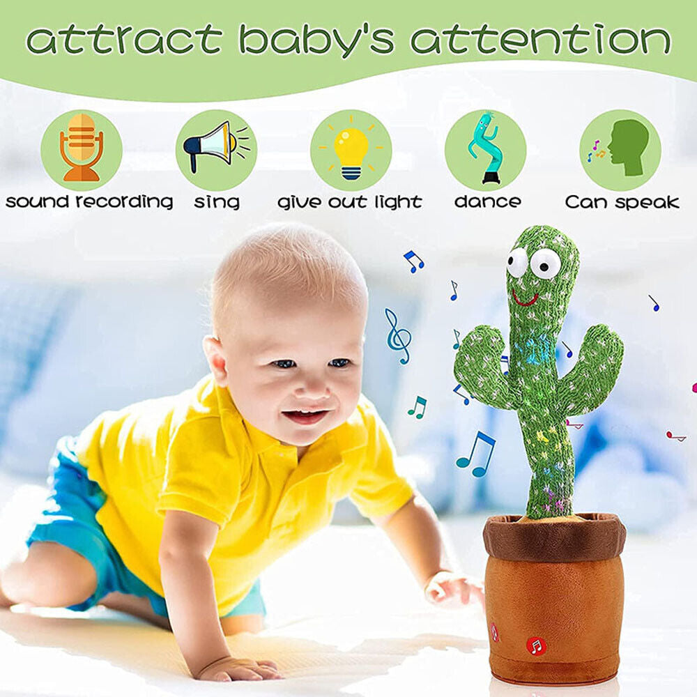 Singing Cactus Plush Toy Glow Dancing Electronic Recording Funny Song Fun Toy US