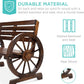 2-Person Wooden Wagon Wheel Bench for Backyard, Patio, Porch, Garden, Outdoor Lounge Furniture W/Rustic Country Design, Slatted Seat and Backrest - Brown