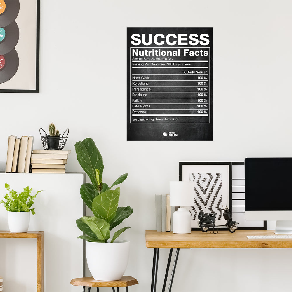Success Nutritional Facts | Motivational Poster, Great Wall Art for Home Décor