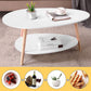 Coffee Table-Oval Wood Coffee Table with Open Shelving for Storage and Display 2 Tier Sofa Table, Small Modern Furniture for Living Room&Home Office-White