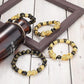 4 Pcs Feng Shui Black Obsidian Wealth Bracelet for Men Women Good Luck Charms Bead Bracelets Attract Wealth Money Adjustable Mens Pixiu Bracelet Set
