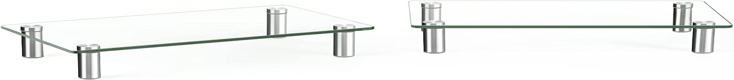 Dual Glass Monitor Stand Riser, 2 Pack Computer Monitor Riser, Clear Monitor Stand for Desk, Create More Storage Space under for Screens/Laptops/Printers