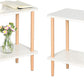Side Tables Set of 2, Tall End Tables with Storage Rack, Wooden Nightstands Bedside Tables for Living Room Bedroom Office No-Tool Assembly (White).