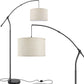 Modern Floor Lamp for Living Room Contemporary Arc Lamp behind the Couch Tall Standing Reading Lamp with Hanging Shade & Foot Switch Adjustable Arm for Bedroom Office Industrial Style Lighting Black