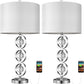 BOBOMOMO 26.5" Metal Crystal USB Table Lamps Set of 2 for Living Room Bedroom, Silver