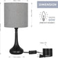 Small Table Lamps - Vintage Bedside Nightstand Lamps Set of 2 for Bedroom, Office, College Dorm with Metal Base & Fabric Lamp, Gray