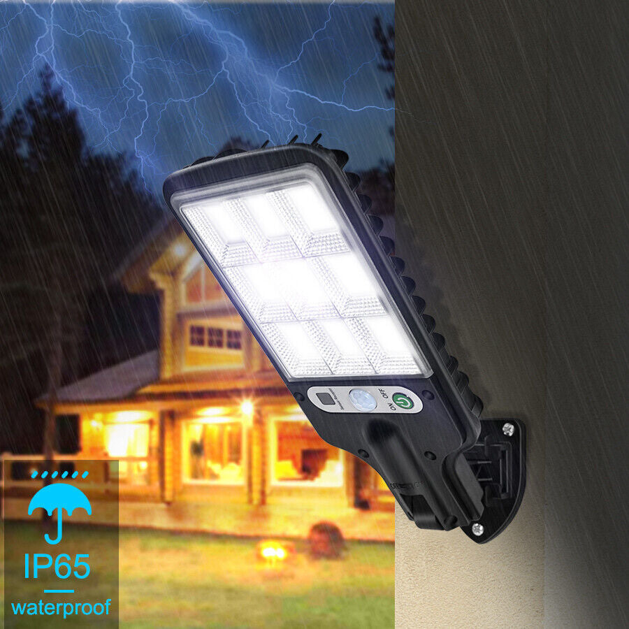 1200W LED Solar Flood Light Motion Sensor Security Wall Street Yard Outdoor Lamp
