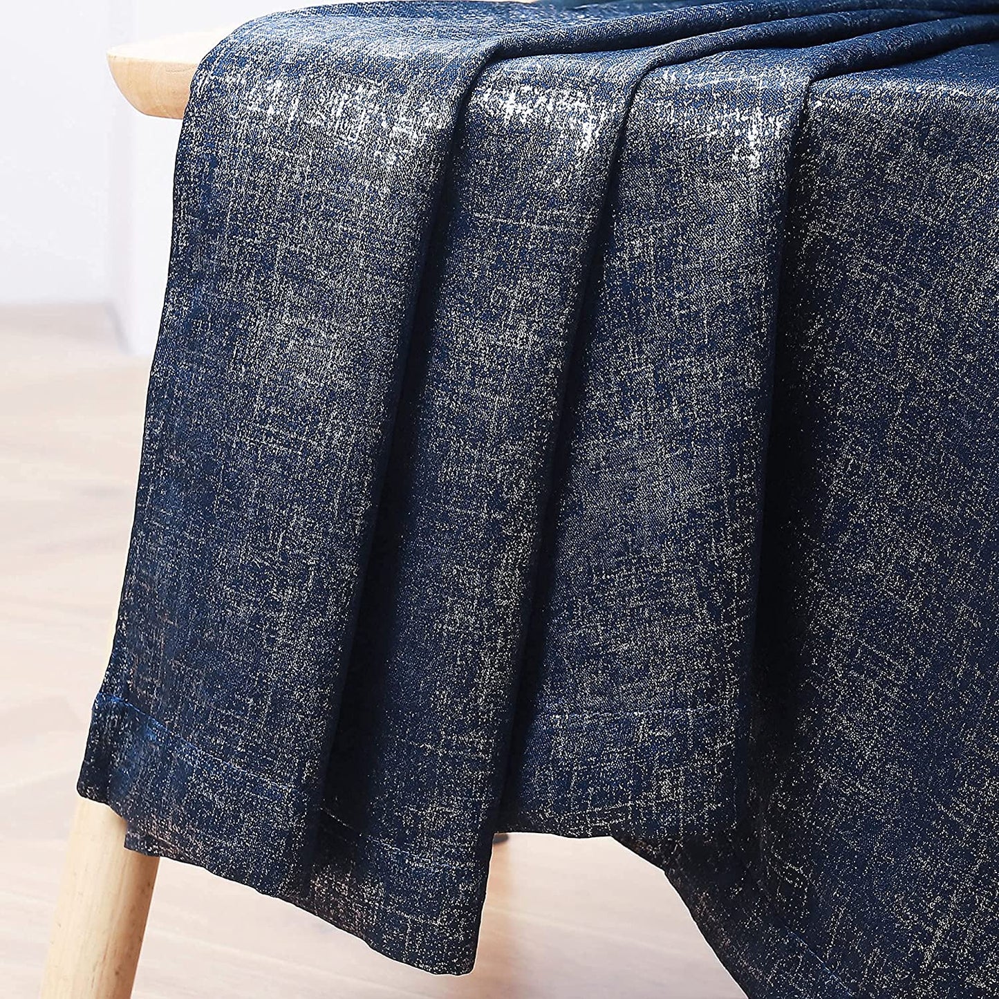 Navy Blue Blackout Curtains 84 Inch 2 Panels Set Silver Sparkle Patterned Window Curtains Luxury Room Darkening Curtains 85% Blackout Thermal Insulated for Living Room Grommet Top W52 Xl84