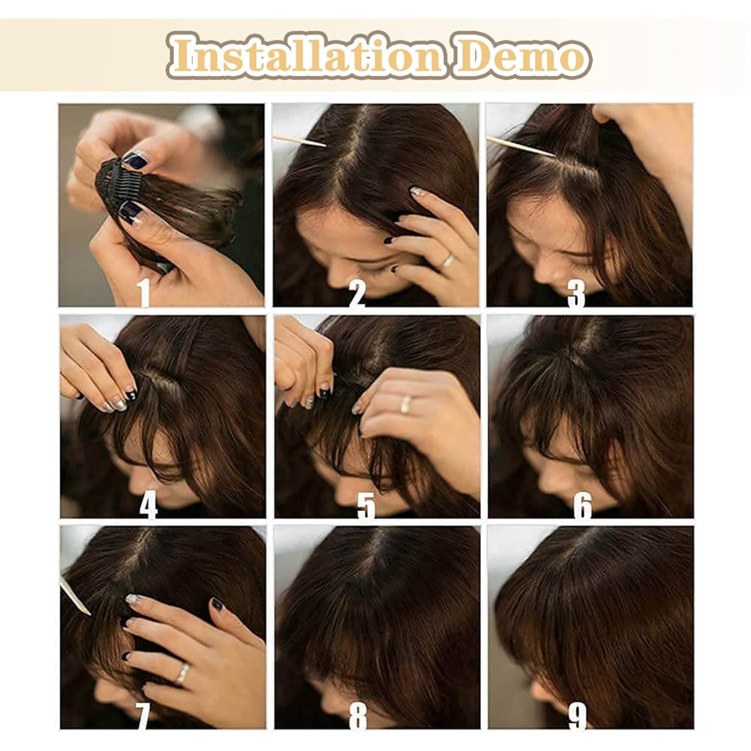 Clip in Bangs for Women 100% Human Hair Extensions Wispy Bangs Fringe with Temples Hairpieces Air Bangs Flat Bangs Clip Curved Bangs for Daily Wear (Blonde)