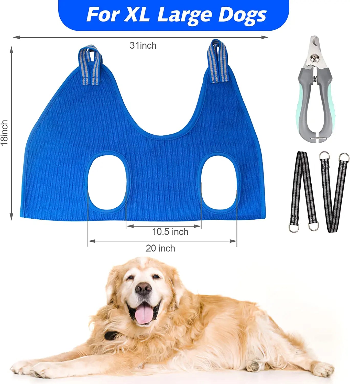 Pet Grooming Hammock for XL Large Dogs with Nail Clippers/Nail Trimmers/Grooming Scissors, Dog Grooming Harness for Nail Trimming, Pet Grooming Sling Helper, XL for X-Large Dogs
