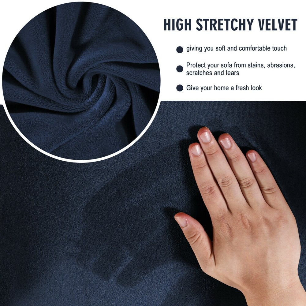 Velvet Plush 4 Piece Stretch Sofa Covers Couch Covers for 3 Cushion Couch 3 Seater Covers (Base Cover plus 3 Individual Cushion Covers) Feature Thick Soft Stay in Place