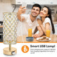 Set of 2 Touch Control Crystal Table Lamps with 2 USB Ports, 3-Way Dimmable Bedside Nightstand Gold Lamps with Decorative Crystal, Small Table Lamps for Bedrooms Living Room, Led Bulbs Included