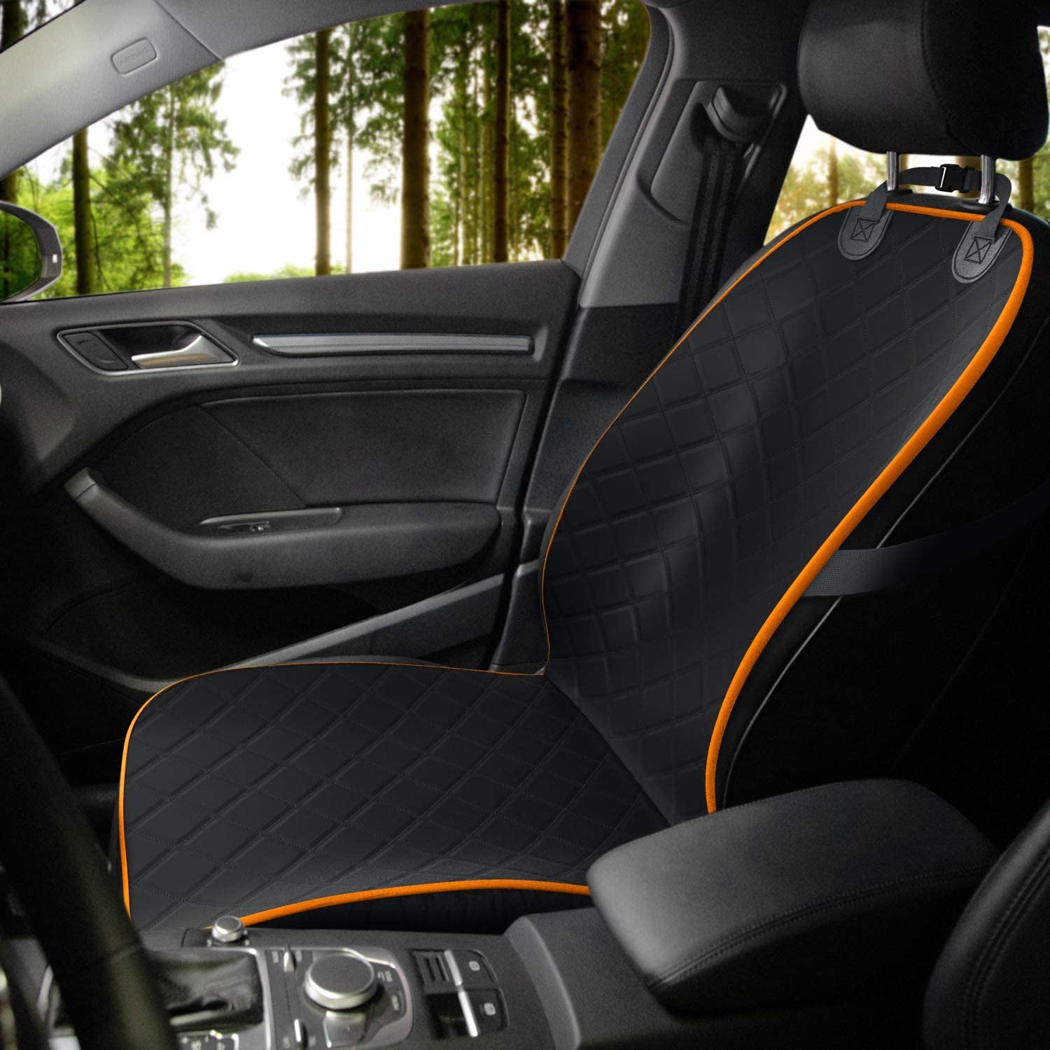 Front Seat Dog Cover, Durable Protector against Mud & Fur Waterproof, Scratch Proof & Nonslip Seat Pet Cover - Dog Car Seat Cover for Front Seat with Safety Anchors for Cars, Trucks & Suvs