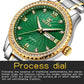 OLEVS Luxury Diamond Watches for Men Waterproof Mens Fine Business Casual Watch Calendar Week Analog Quartz Watch for Christmas