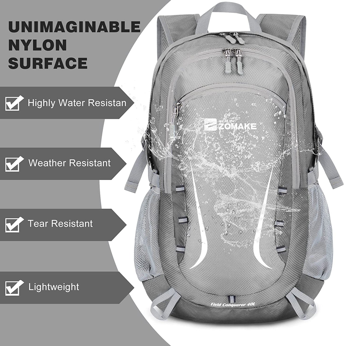 Packable Hiking Backpack 40L:Lightweight Foldable Backpacks Water Resistant - Small Packable Back Pack for Travel
