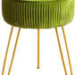 Mid Century Modern Velvet Upholstered Pleated round Footrest Stool Ottoman with Metal Legs, Home Multifunctional Luxury Ottoman Suitable for Living Room and Bedroom