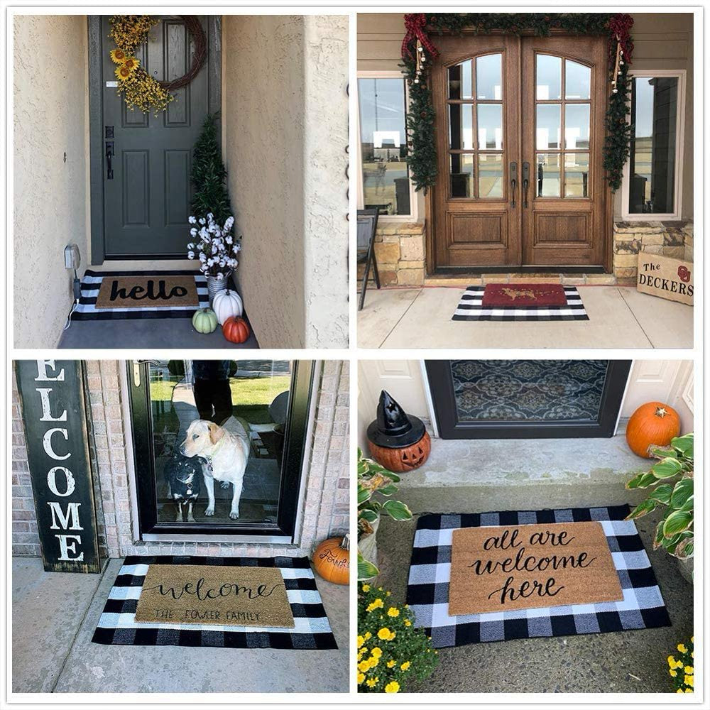 Buffalo Check Rug, Buffalo Plaid Rug 27.5'' X 43'', Black and White Checkered Rug, Front Porch Rugs for Layered Door Mats, Kitchen,Farmhouse Entryway