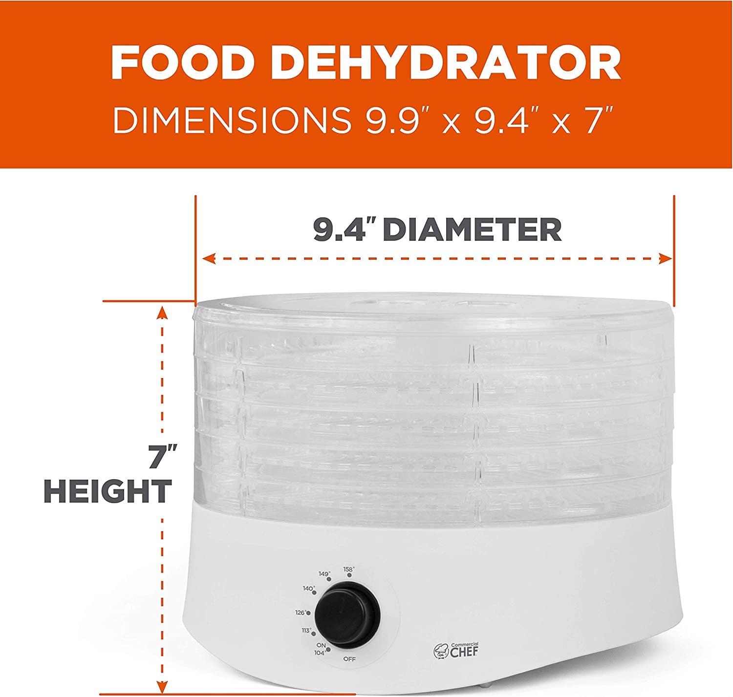 Food Dehydrator, Dehydrator for Food and Jerky, Freeze Dryer, CCD100W6, 280 Watts, White