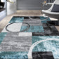 Contemporary Abstract Circle Design Soft Area Rug 5'3" X 7'3" Gray