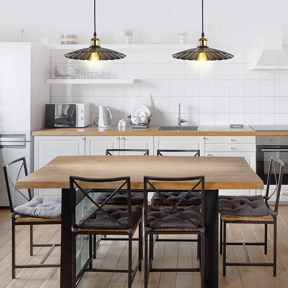 Adjustable Industrial Retro Lotus Pendant Light Metal LED Hanging Ceiling Lamp Lighting Fixtures for Kitchen Island Dining Room
