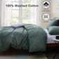 Ventidora Duvet Cover Set 100% Washed Cotton Linen-Like Texture 3 Piece Bedding Set Queen Size ,1200 Thread Count Luxury Soft and Comfortable,With Corner Ties(1 Duvet Cover+2 Pillowcases)