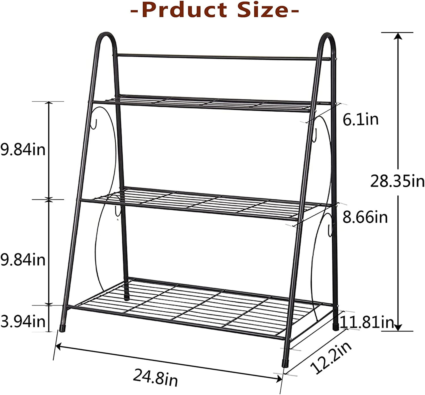 Plant Stand Indoor Outdoor Metal Multiple 3 Tier Plant Holder Shelf for Patio Garden Living Room Corner Balcony and Bedroom ,Dark Grey