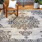New York Patio Country Azalea Transitional Medallion Indoor/Outdoor Area Rug, Grey/Black, 5'2"X7'2"