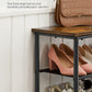Shoe Rack 5 Tier, Narrow Shoe Organizer for Closet Entryway, with 4 Fabric Shelves and Top for Bags, Shoe Shelf, Steel Frame, Industrial, Rustic Brown and Black ULBS036B01