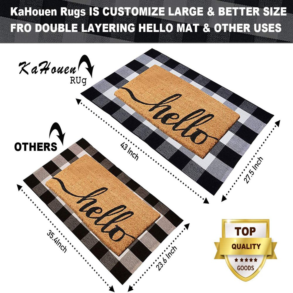 Buffalo Check Rug, Buffalo Plaid Rug 27.5'' X 43'', Black and White Checkered Rug, Front Porch Rugs for Layered Door Mats, Kitchen,Farmhouse Entryway