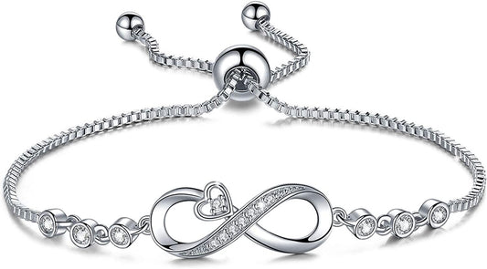 Infinity Love Bracelets for Women Girls, Birthday Christmas Jewelry Gifts for Mom Girlfriend Wife from Daughter Son