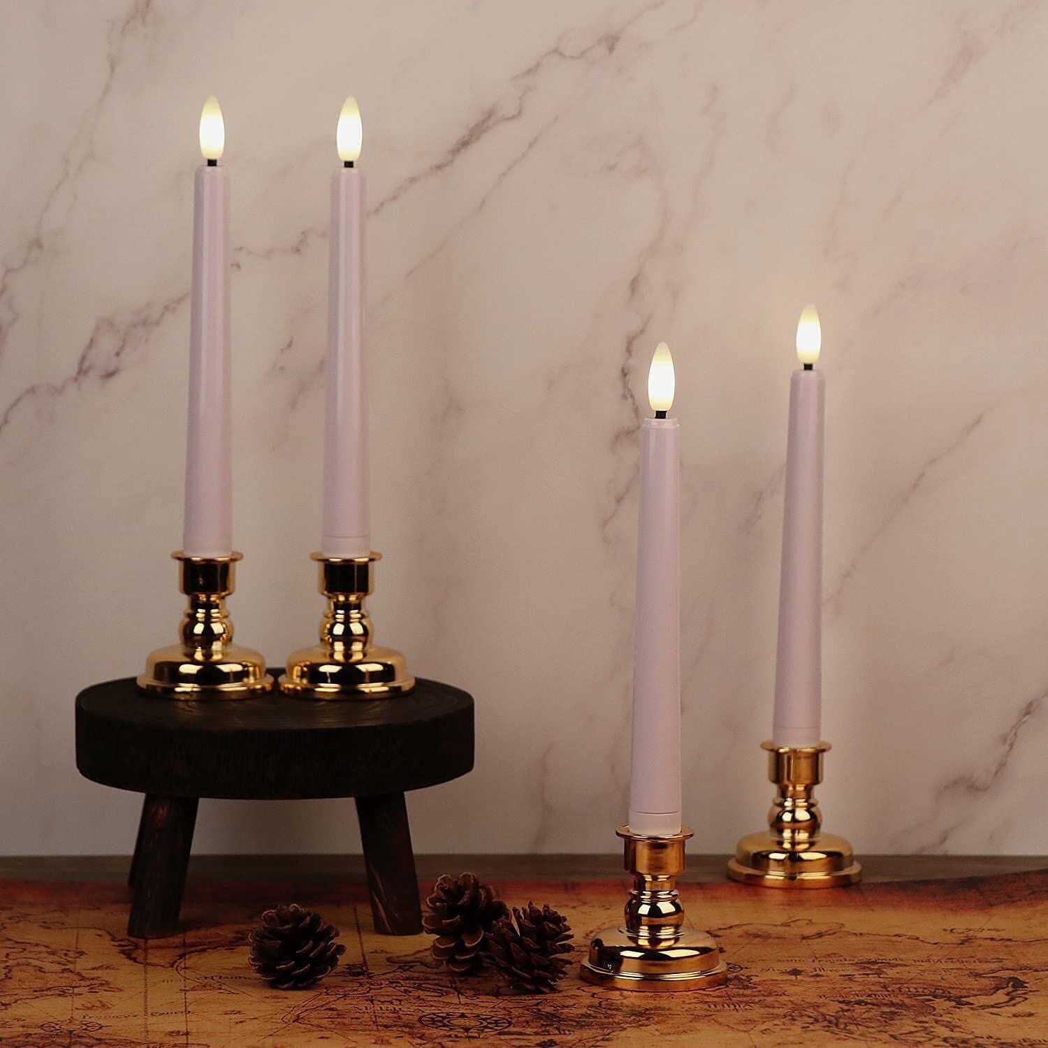 Flameless Flickering Battery Operated Taper Candles Realistic with Timer Remote